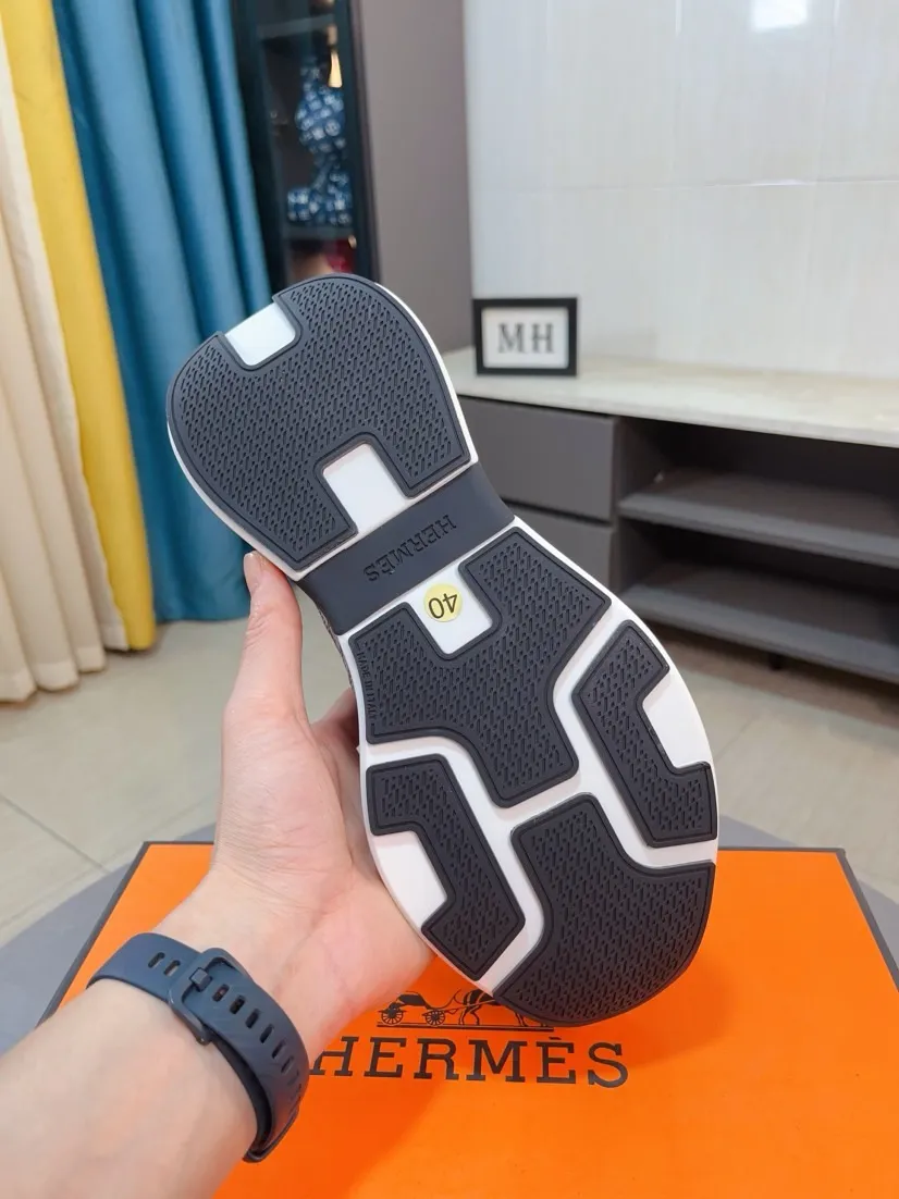 Men's shoes💰580🌸🌸【HERMES】Hermès high-end quality original shoe upper: 🔝tumbled calfskin, suede calfskin, shoe body sewn H totem, outsole: ultra-light TPU foam·rubber; two-color molded outsole, ultra-high quality control·fine workmanship: highlighting (high-end·luxury·grade) 38-44 (45 can be customized)
